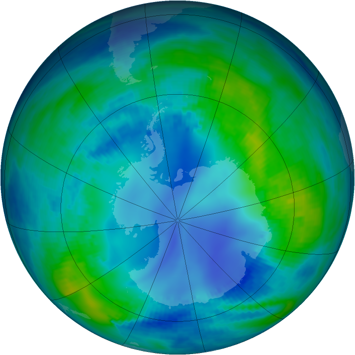 Antarctic ozone map for 01 May 1986